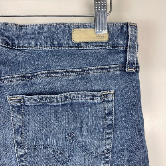 AG Jeans Mari High Rise Slim Straight Jeans Raw Hem Size 32 Blue - Picture 6 of 10